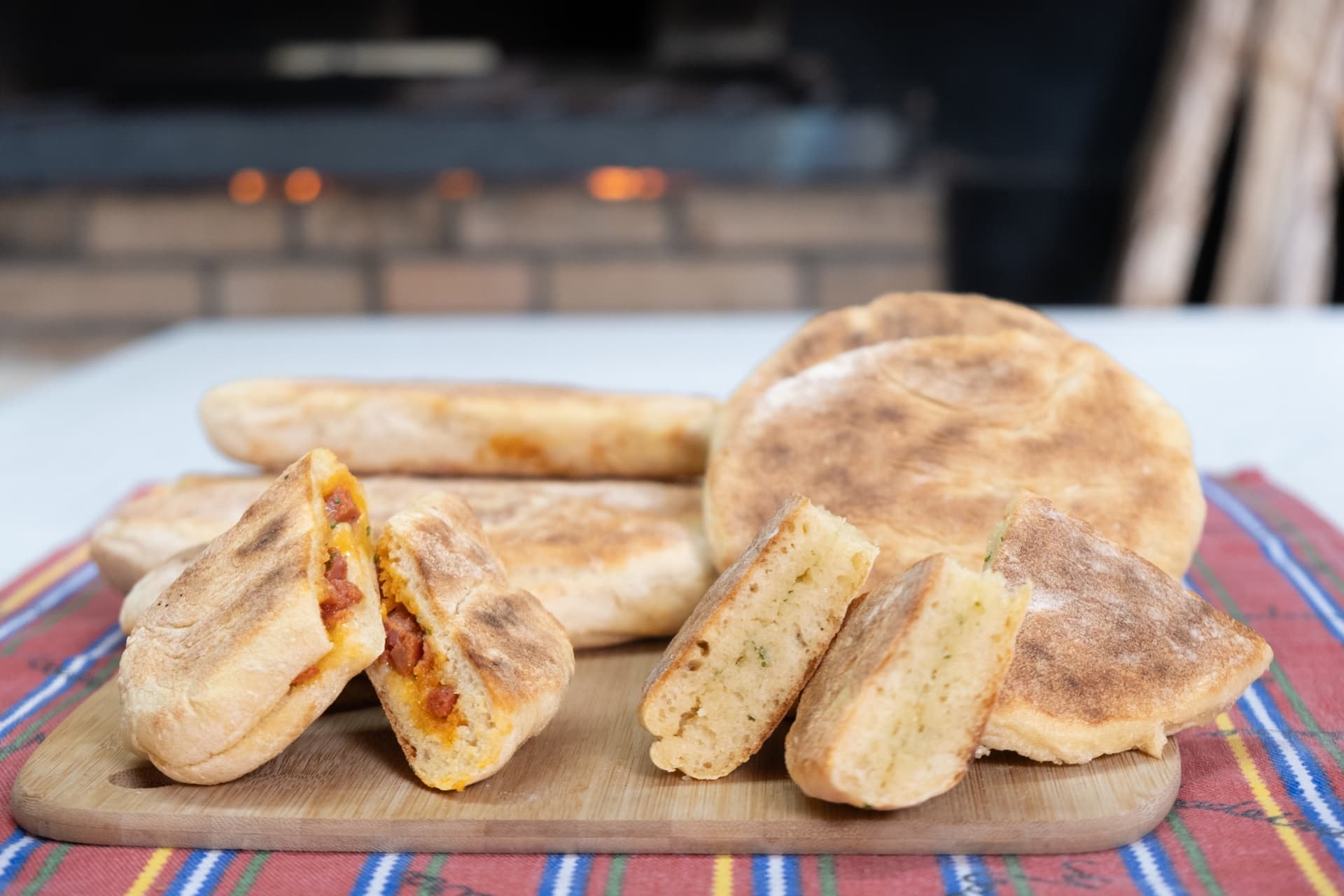 Bolo do Caco being prepared in the traditional kitchen.